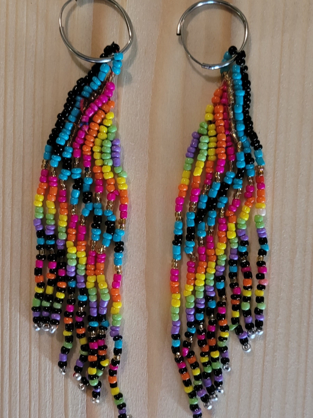 Handmade Multicolor Seed Bead Fringe Earrings - Women Jewelry